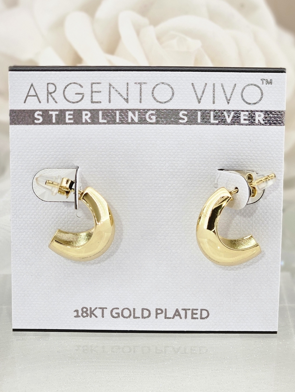 Argento Vivo Knife Edge Hoop Earrrings 18k Gold Plated Modern Minimalist Shiny
